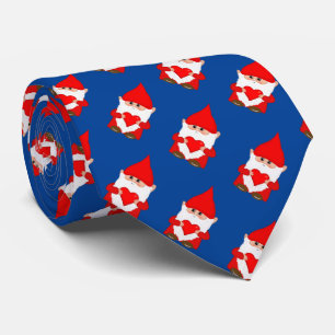 Gravata Padrão Moderno de Gnome de Natal Fofo em Azul