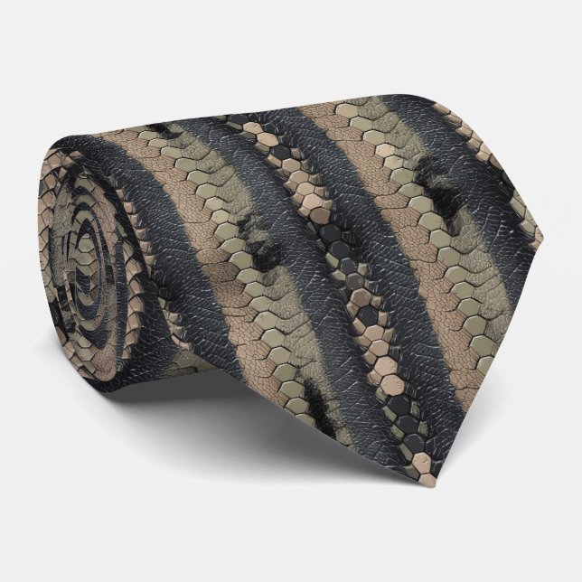 Gravata Padrão Moderno de Pele de Cobra (Rolled)