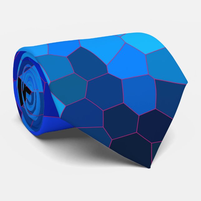 Gravata Padrão Mosaico Azul do Oceano Profundo (Rolled)