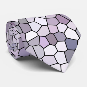 Gravata Padrão Mosaico Cinza Roxo