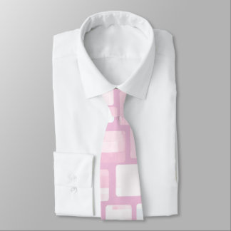 Gravata Padrão Mosaico Rosa e Branco