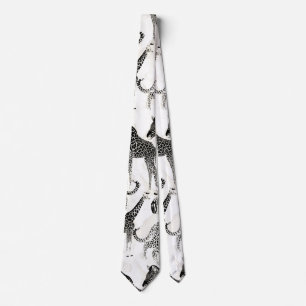 Gravata Padrão na moda Negro e Selva Branca de Animais