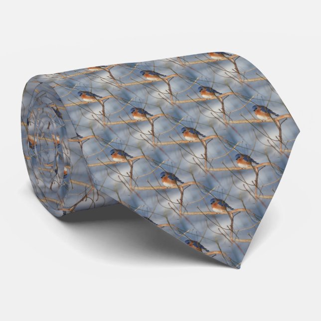 Gravata Padrão natural do Winter Bluebird (Rolled)