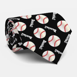 Gravata Padrão Negro de Baseball Divertido