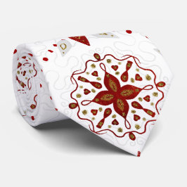 Gravata Padrão Nórdico da Gliteria Vermelha, Branca e Dour