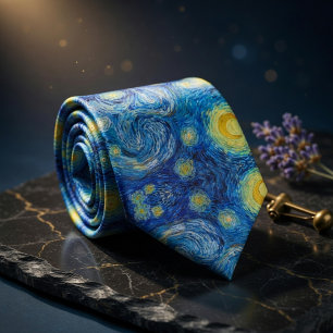 Gravata Padrão Obra-Prima Noite Estrelada de Van Gogh
