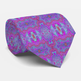 Gravata Padrão Ondulado de Mármore Trippy Magenta e Azul