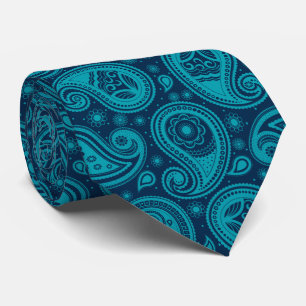 Gravata Padrão paisley de colagem elegante azul e lacrimej