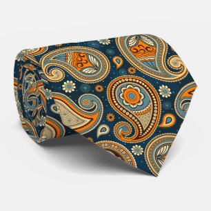 Gravata Padrão paisley elegante de folha azul