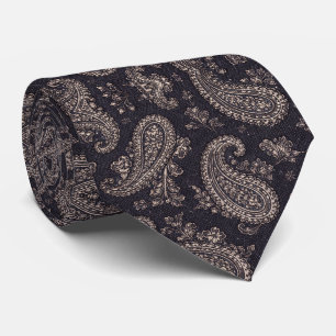 Gravata Padrão Paisley Prata Marinho