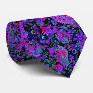 Gravata Padrão Paisley Roxo Azul Escuro