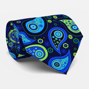 Gravata Padrão paisley verde elegante azul