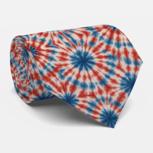 Gravata Padrão Patriótico de Tie-Dye Psicodélico
