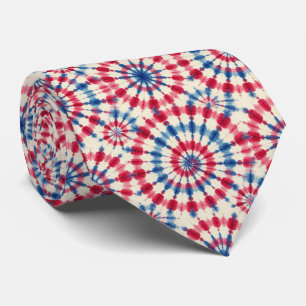 Gravata Padrão Patriótico de Tie-Dye Psicodélico