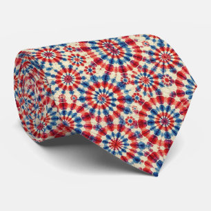 Gravata Padrão Patriótico de Tie-Dye Psicodélico