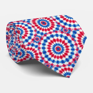 Gravata Padrão Patriótico de Tie-Dye Psicodélico