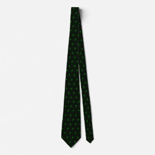 Gravata Padrão Polka-Dot Verde fino em preto