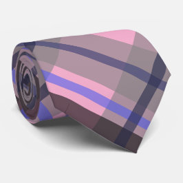 Gravata Padrão Preto Cor-de-Rosa Azul Tartan Moderno