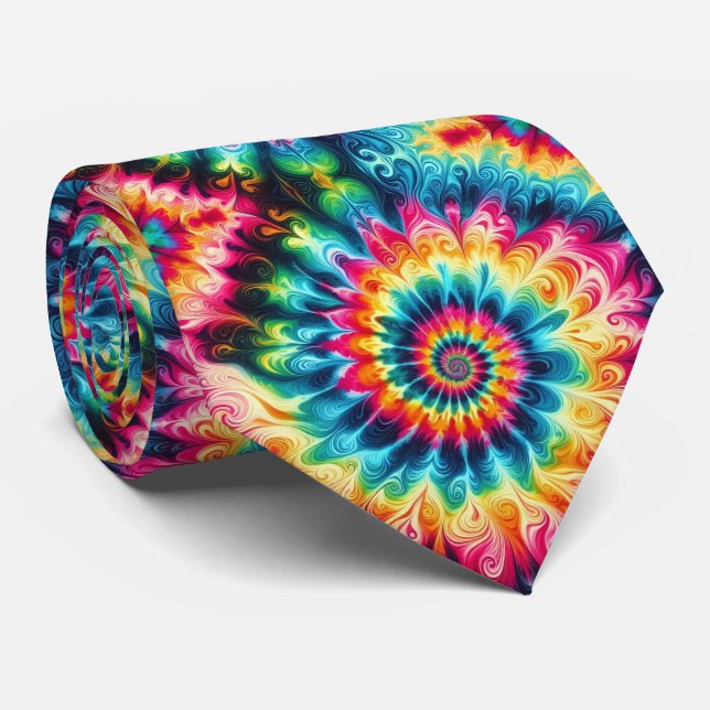 Gravata Padrão Psicanédico Tie-Dye (Rolled)