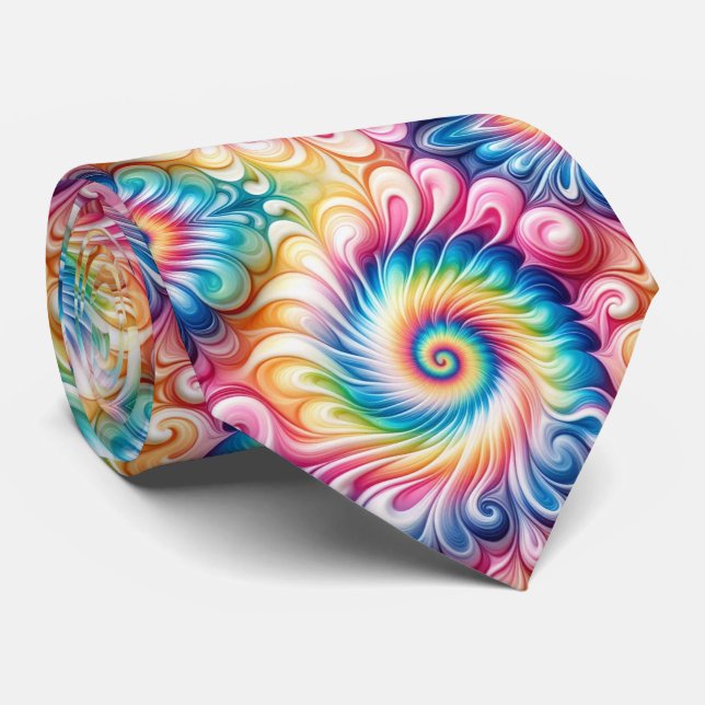 Gravata Padrão Psicanédico Tie-Dye (Rolled)