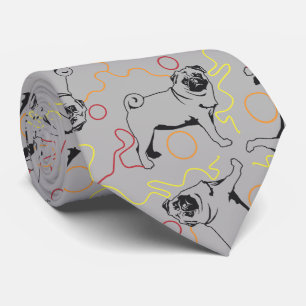 Gravata Padrão Pug fundo cinza