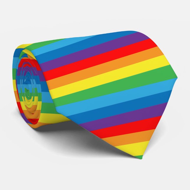 Gravata Padrão Rainbow Stripes LGBTQ (Rolled)