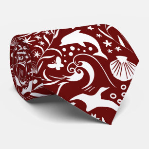 Gravata Padrão Red White Ocean Caranguejo das ondas de g