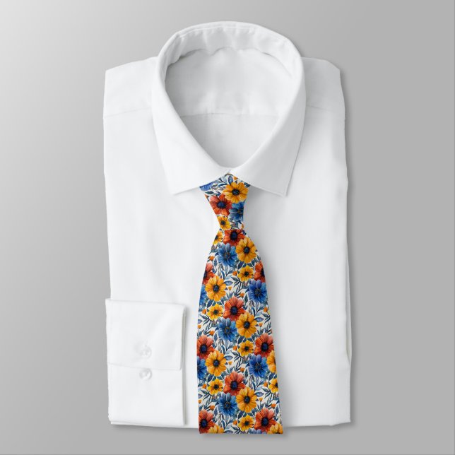 Gravata Padrão retro de moda russa floral (Amarrado)
