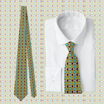 Gravata Padrão retrorreflector da tendência em amarelo, az<br><div class="desc">Esta gravata do pescoço apresenta um legal padrão retrorreflector em amarelo,  azul,  castanho,  preto e branco. Olhar para os anos 60! Lindo ideia de presente para ele.</div>