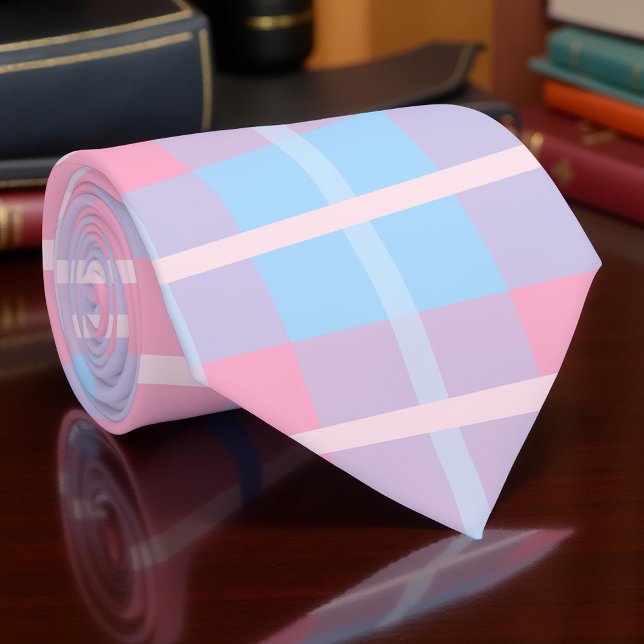 Gravata Padrão Rosa E Azul Mega Xadrez Tartan Gingham (Criador carregado)