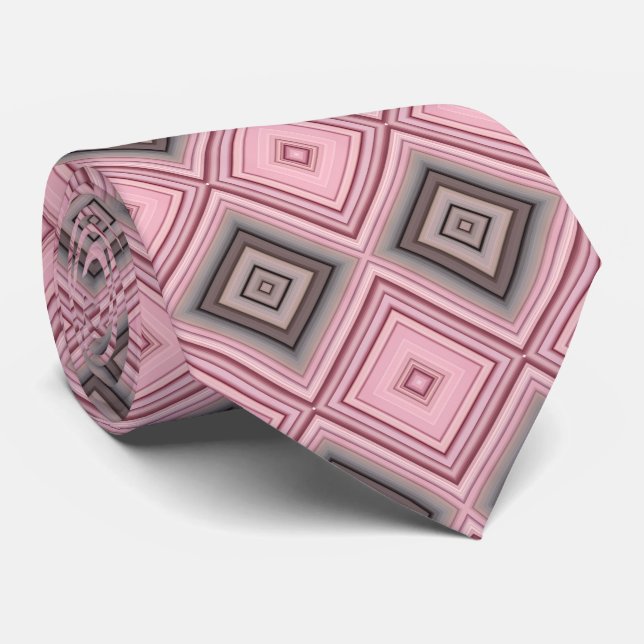 Gravata Padrão rosa e castanho (Rolled)