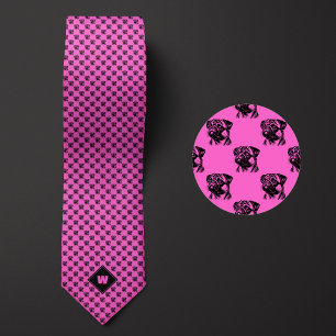 Gravata Padrão rosa Pink Pug