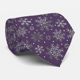Gravata Padrão Roxo dos Flocos de Neve