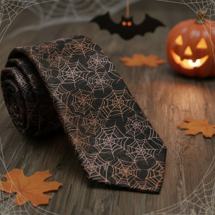 Gravata Padrão Sutil de Teia de Aranha de Halloween ID1328