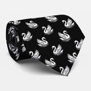 Gravata Padrão Swan 02 - Branco sobre Preto
