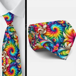 Gravata Padrão Tie-Dye Psicodélico