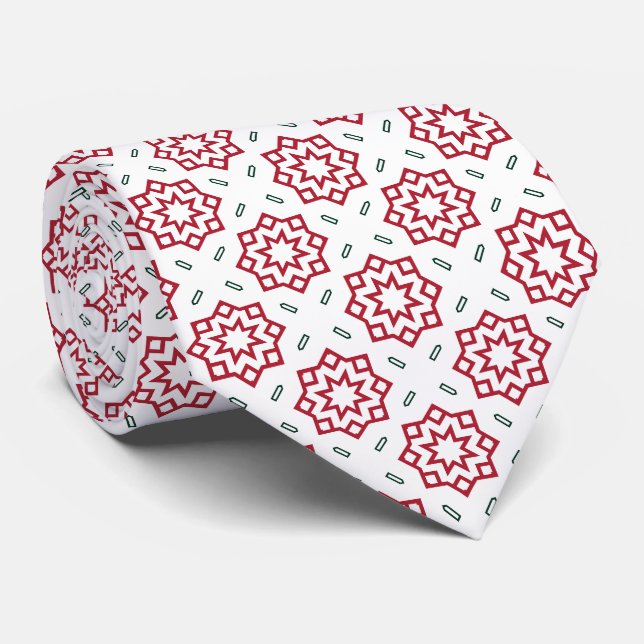 Gravata Padrão Tradicional de Natal Vermelho Verde e Branc (Rolled)