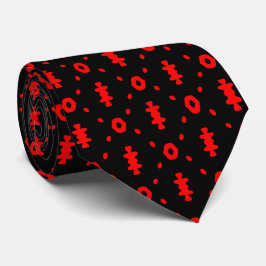 Gravata Padrão Tribal Negro E Vermelho