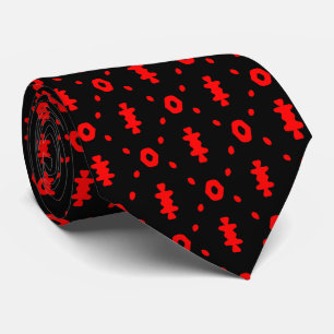 Gravata Padrão Tribal Negro E Vermelho