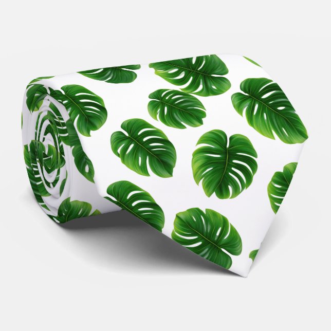 Gravata Padrão Tropical de Folha de Monstera (Rolled)