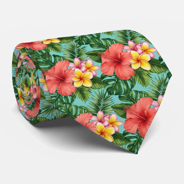 Gravata Padrão Tropical Floral Paraíso (Rolled)