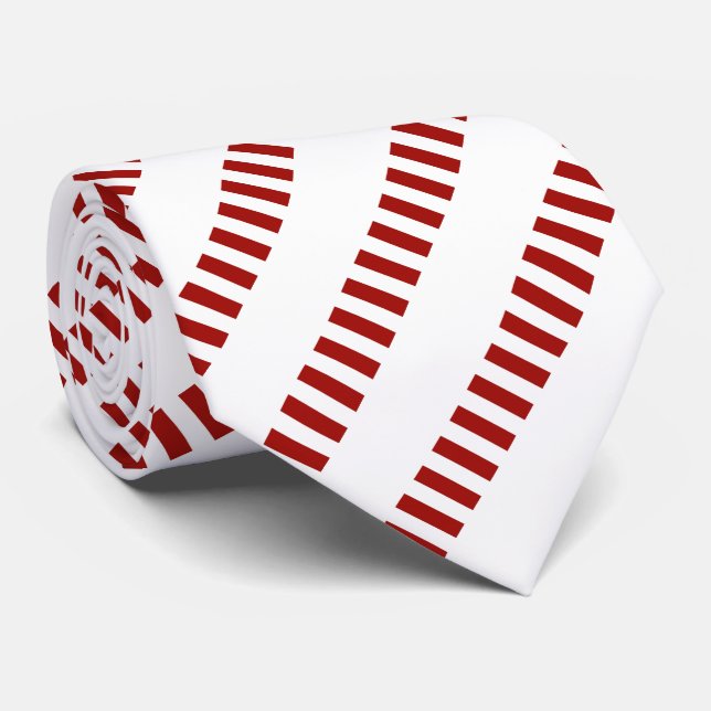 Gravata Padrão Único Vermelho e Branco (Rolled)