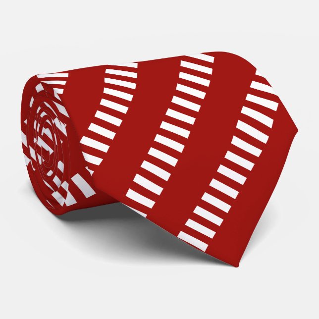 Gravata Padrão Único Vermelho e Branco (Rolled)