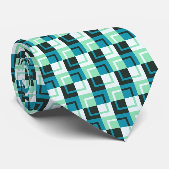 Gravata Padrão Verde Azul Turquesa Teal (Rolled)