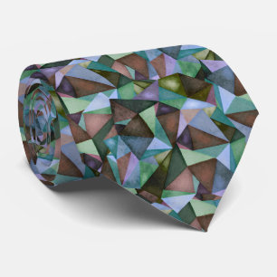 Gravata Padrão Verde de Vintagem de Triângulo Geométrico