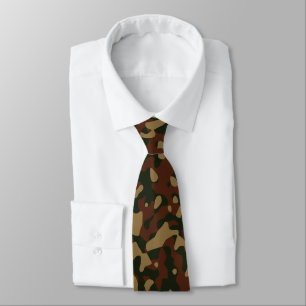 Gravata Padrão verde escuro, castanho e camuflagem oliva