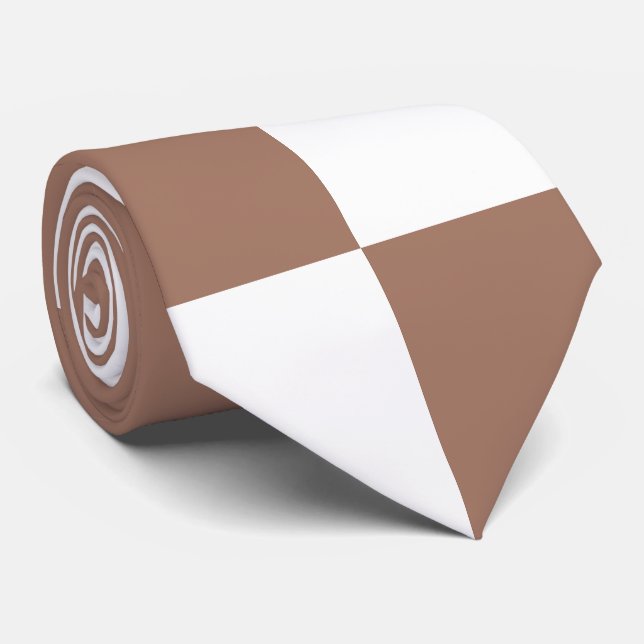 Gravata Padrão verificado em branco e Mocha Mousse (Rolled)