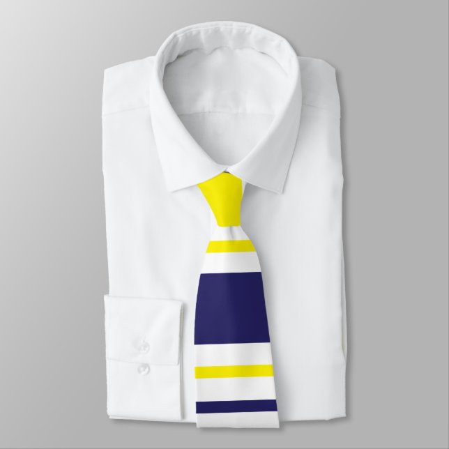 Gravata Padrão Vermelho Azul de Stripes Amarelo (Amarrado)