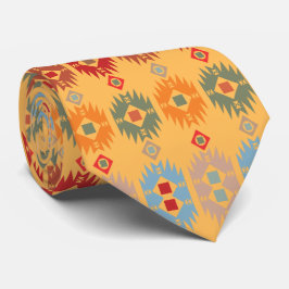 Gravata Padrão vermelho azul retrô-amarelo para ele