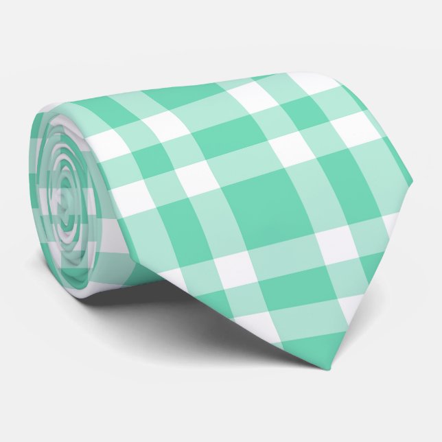 Gravata Padrão Xadrez Branco Aquamarine (Rolled)